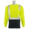 Erb Safety T-Shirt, Birdseye Mesh, Long Slv, Class 2, 9007SB, Hi-Viz Lime/Blk, MD 62414